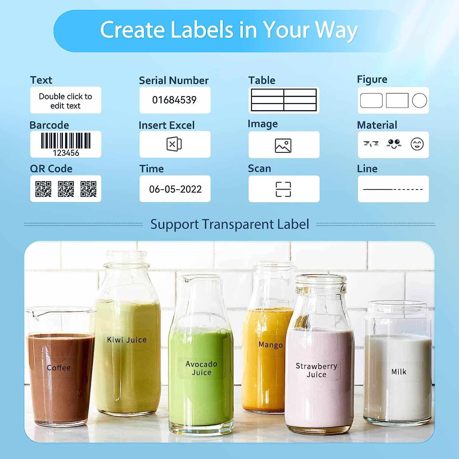 JADENS Label Maker Machine with Tape, D110 Portable Bluetooth Label Printer for Storage, Shipping, Barcode, Mailing, Office, Home, Organizing, Sticker Maker Mini Label Maker with Multiple Templates - Image 6